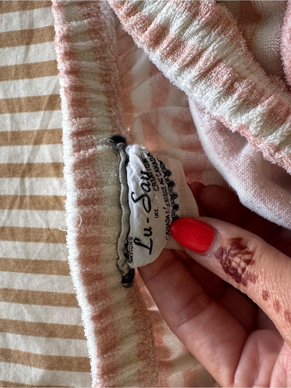 Vintage Pink Striped Terry Romper - Picture 4 of 4